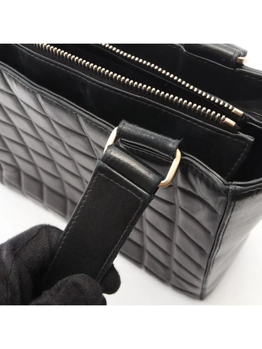 Chanel Tote Bag Choco Bar Black Lambskin CC Logo
